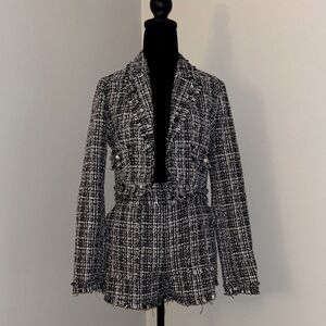 Women's Black and White Tweed Jacket